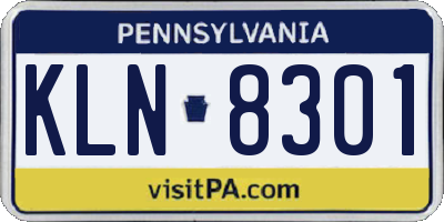 PA license plate KLN8301