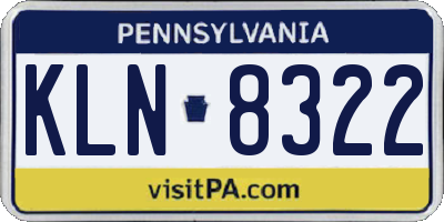PA license plate KLN8322