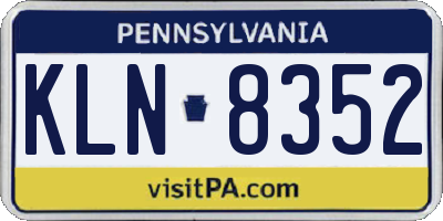 PA license plate KLN8352