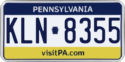 PA license plate KLN8355