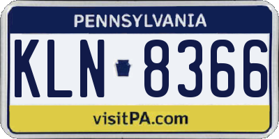 PA license plate KLN8366