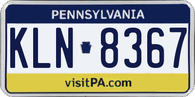 PA license plate KLN8367