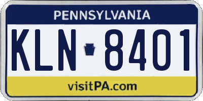 PA license plate KLN8401
