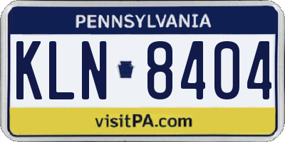 PA license plate KLN8404