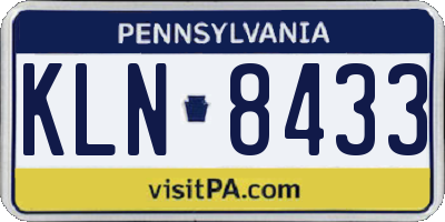 PA license plate KLN8433
