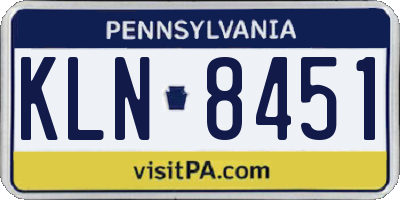 PA license plate KLN8451