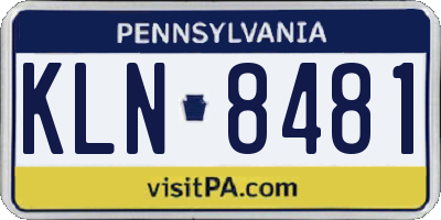 PA license plate KLN8481