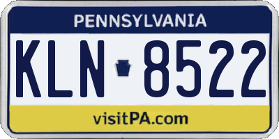 PA license plate KLN8522