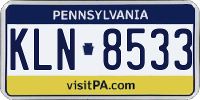 PA license plate KLN8533