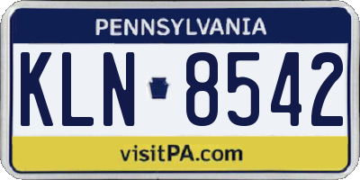 PA license plate KLN8542