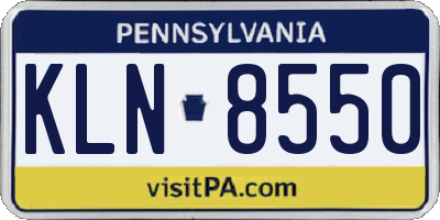 PA license plate KLN8550