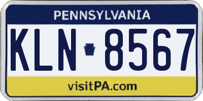PA license plate KLN8567