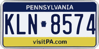 PA license plate KLN8574