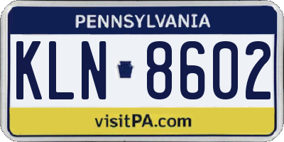 PA license plate KLN8602