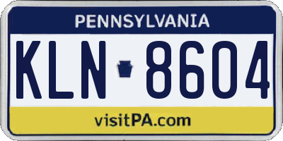PA license plate KLN8604