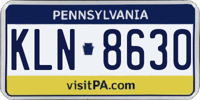 PA license plate KLN8630