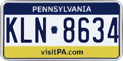 PA license plate KLN8634
