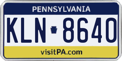 PA license plate KLN8640