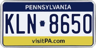 PA license plate KLN8650