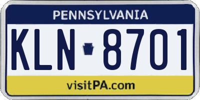 PA license plate KLN8701