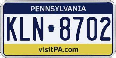 PA license plate KLN8702