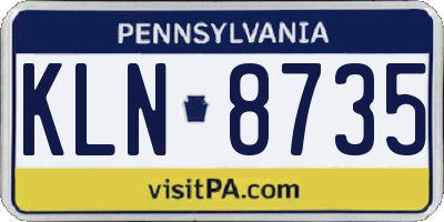PA license plate KLN8735