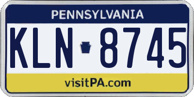 PA license plate KLN8745