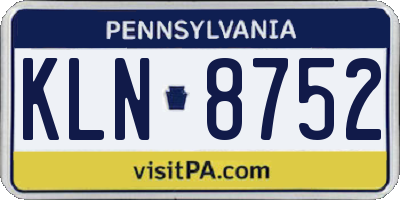 PA license plate KLN8752
