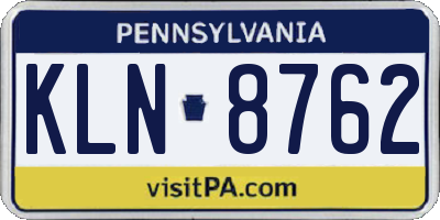 PA license plate KLN8762