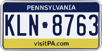 PA license plate KLN8763