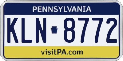 PA license plate KLN8772