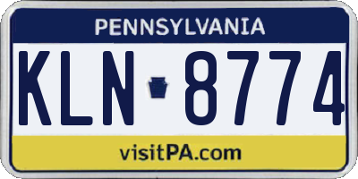 PA license plate KLN8774