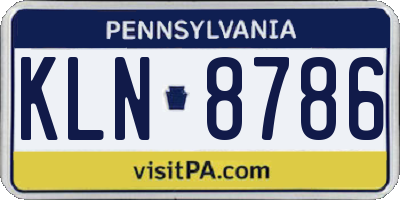 PA license plate KLN8786