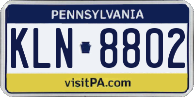 PA license plate KLN8802