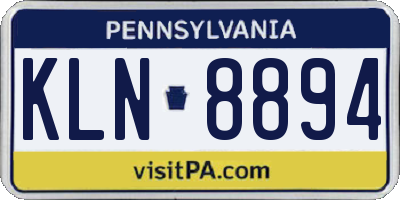 PA license plate KLN8894