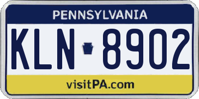 PA license plate KLN8902