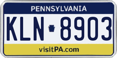 PA license plate KLN8903
