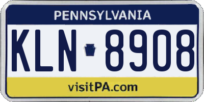 PA license plate KLN8908