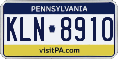 PA license plate KLN8910