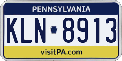 PA license plate KLN8913