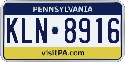PA license plate KLN8916