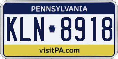 PA license plate KLN8918