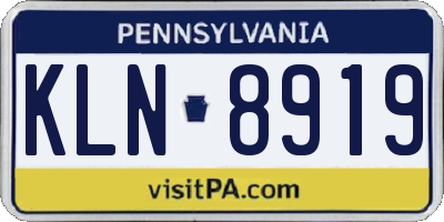PA license plate KLN8919
