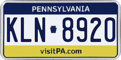 PA license plate KLN8920
