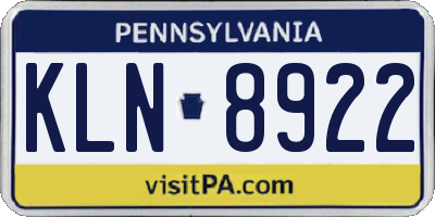PA license plate KLN8922