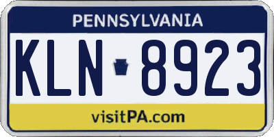 PA license plate KLN8923