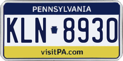 PA license plate KLN8930