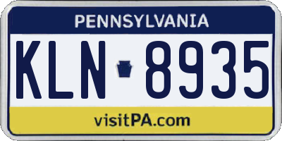 PA license plate KLN8935