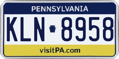 PA license plate KLN8958