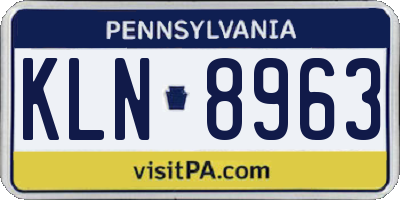 PA license plate KLN8963